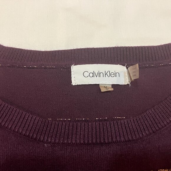 Calvin Klein Women Knit Sweater Striped Purple/Gold Size M - Picture 6 of 6